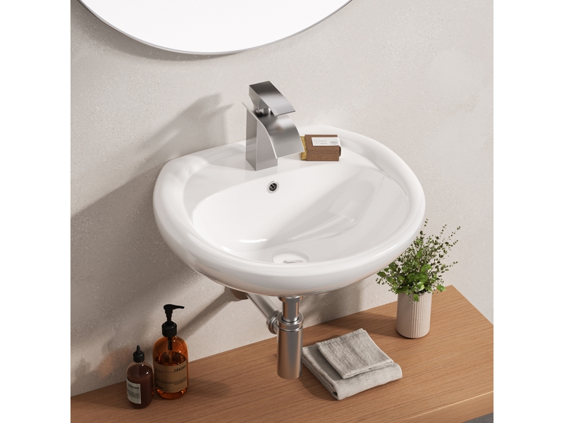  Cecipa max lavabo 49 x 43,5 cm - céramique - semi-circulaire - avec bonde pop-up - avec espace de pose - pour fixation murale - blanc  - Conforama B