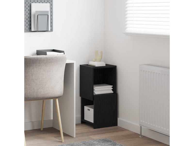  Meuble d'angle, meuble de rangement salon 30,5x30x65cm bois d'ingénierie chêne noir  - Conforama D