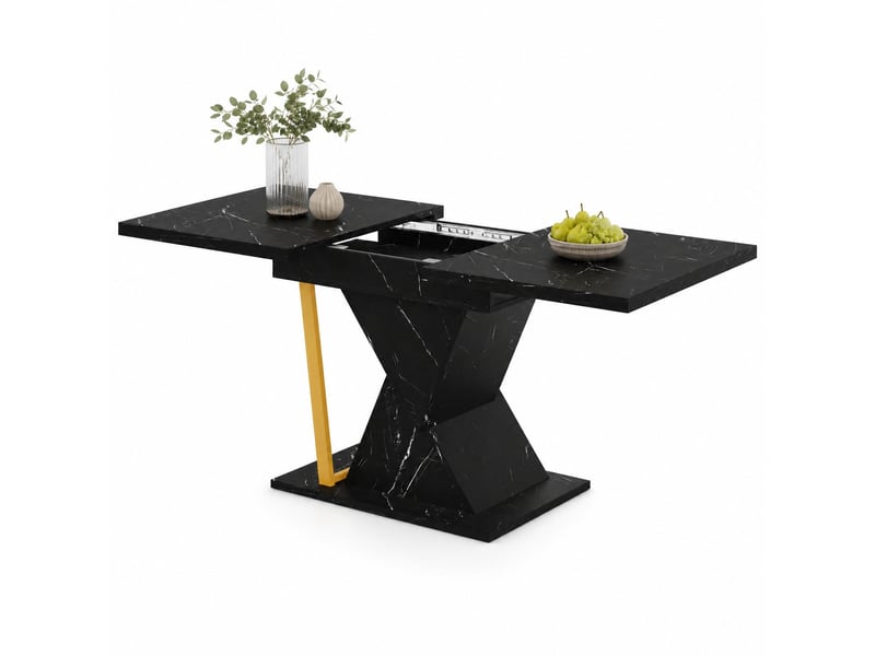 Table de salle à manger extensible avec rallonge en mdf et métal 110(140)×80×76 cm noire - Conforama A