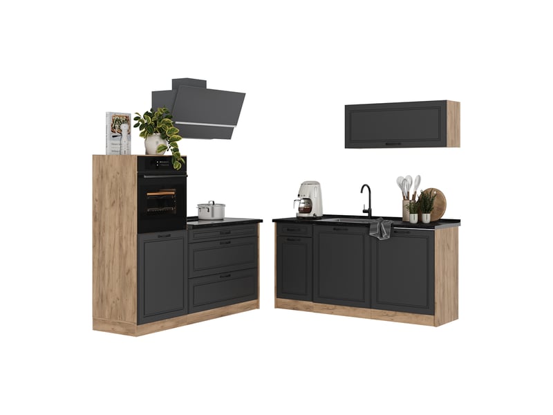  Vicco cuisine, anthracite campagnechêne doré, 160cm sans plan de travail  - Conforama E