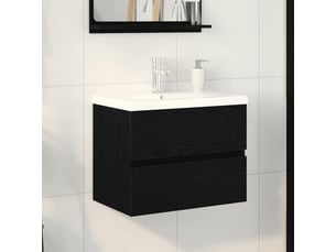 Meuble de lavabo de salle de bain, armoire de bain chêne noir 60 x 39 x 62 cm cf65530