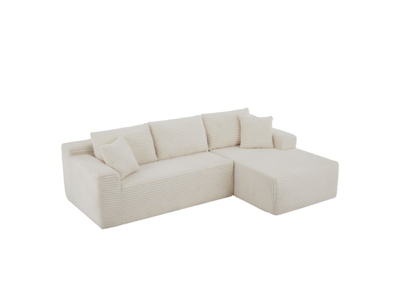  Canapé modulaire d'angle en mousse et ressorts avec coussins amovibles blanc chicfurn  - Conforama A