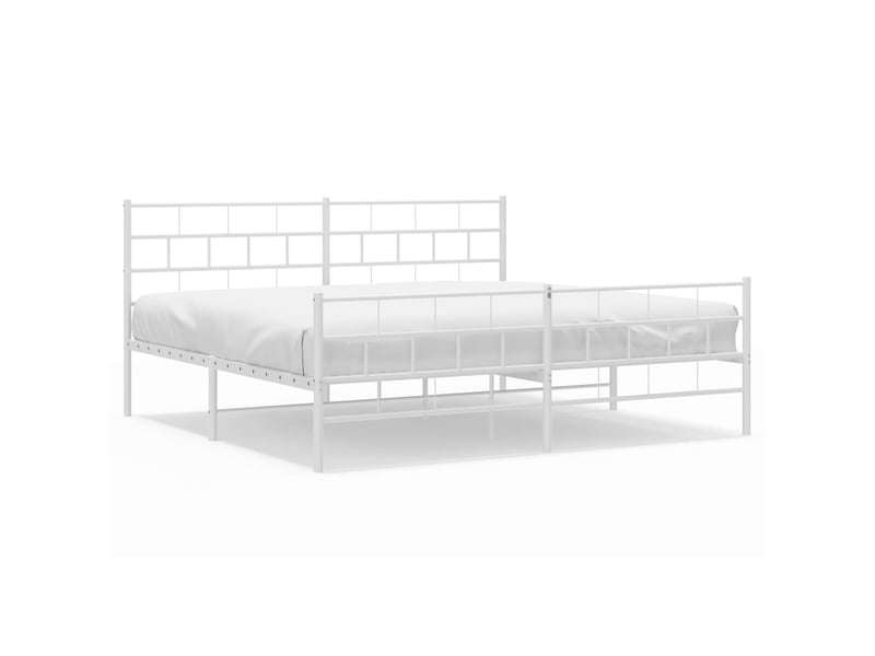 Lit double- lit adulte - cadre de lit métal sans matelas et pied de lit blanc 200x200 cm - Conforama A