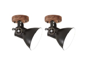 Lot de 2 lampes murales style industriel polyvalent 20 x 25 cm ambiance cosy en fer noir 02_0046650