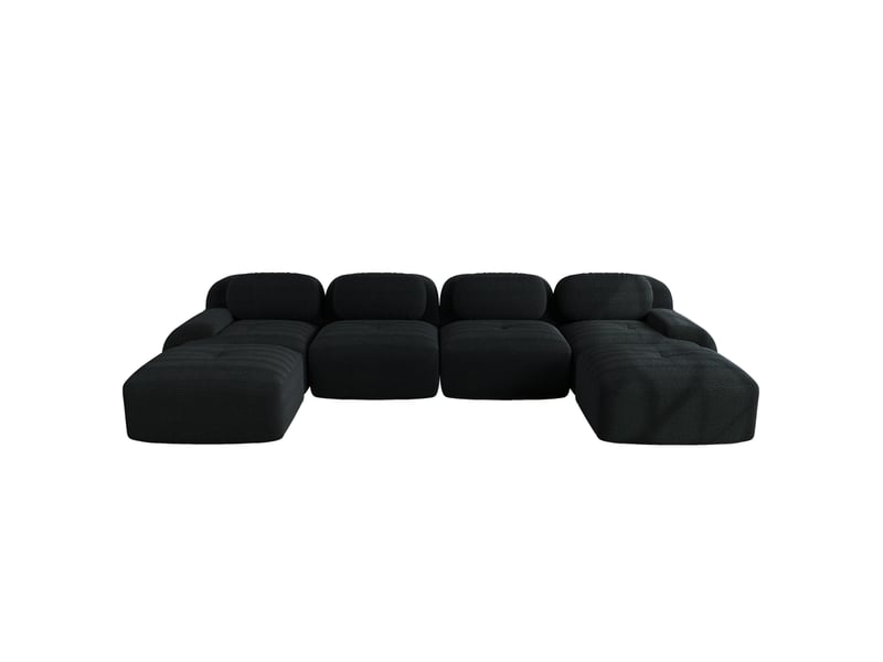  Canapé d'angle ulevr modulable en u 4 places, sans montage, 388 x 178 x 70 cm, velours côtelé noir  - Conforama A