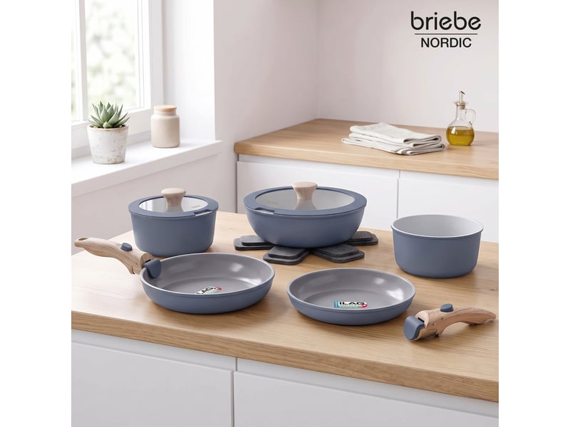  Batterie de cuisine induction céramique poignée amovible set 13 pièces  , briebe, kb1220gry, , gris  - Conforama B