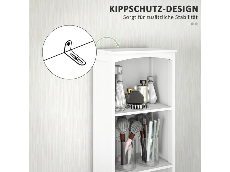  Armoire haute de salle de bain 34x24x170,5 cm avec 1 tiroir, 1 meuble fermé et 3 rangements mdf blanc  - Conforama E