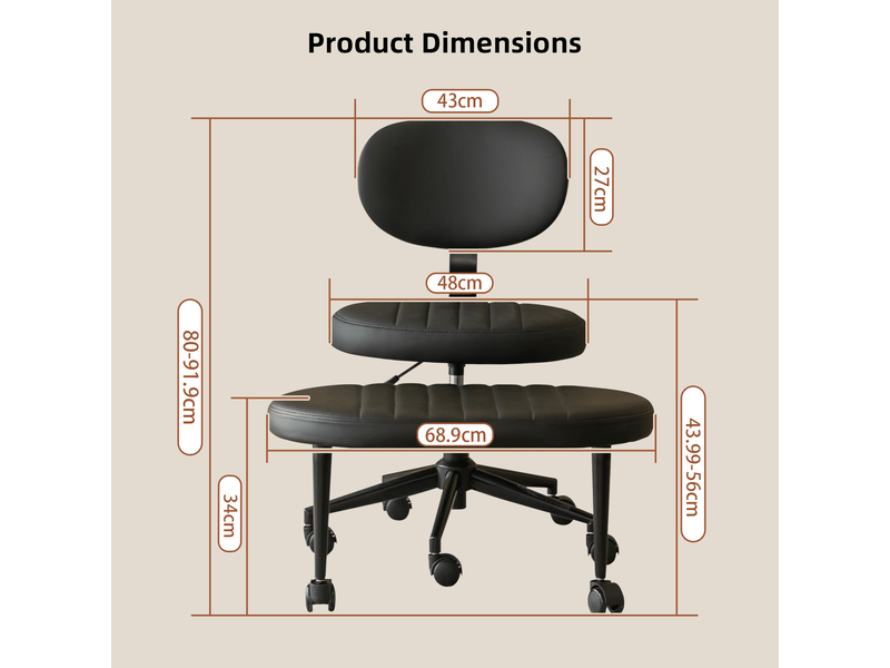  Chaise de bureau ergonomique pivotante 360° sans accoudoirs avec repose-pieds rotatif - lpospi - tissu noir  - Conforama D