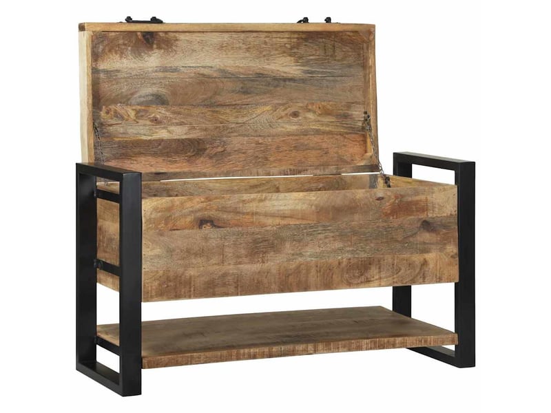  Boîte de rangement, coffre de rangement avec stockage marron bois de manguier massif  - Conforama A
