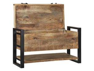 Boîte de rangement, coffre de rangement avec stockage marron bois de manguier massif