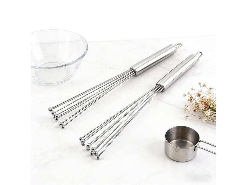  2pcs petit fouet cuisine portable fouet à bille en acier inoxydable professionnel,design ergonomique avec griffes semi-rigides, tailles de 12 et 10 CSLZF-KAI0011921LZF - Conforama E