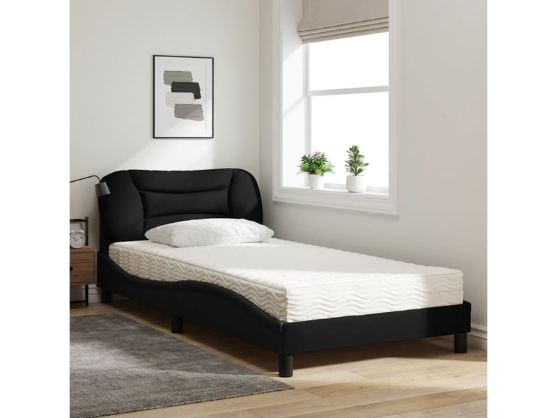  Lit avec matelas hvar noir 100x200 cm tissu  - Conforama C