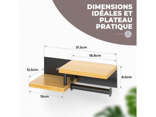 Porte papier toilette mural en bois avec étagères