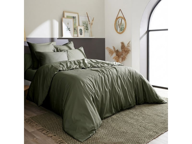  Housse de couette 140x200 cm percale de coton thym PD25276 - Conforama B