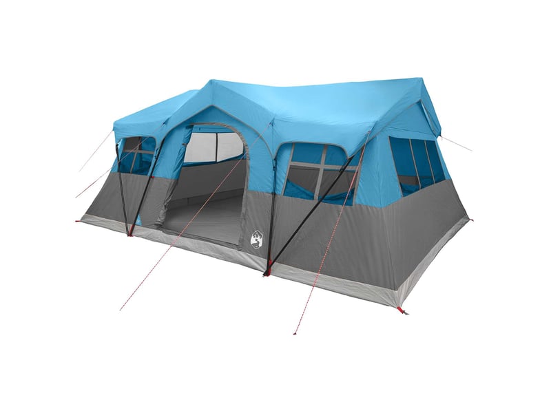 Tente de camping, tente familiale bleu 10 personnes polyester et acier - Conforama A