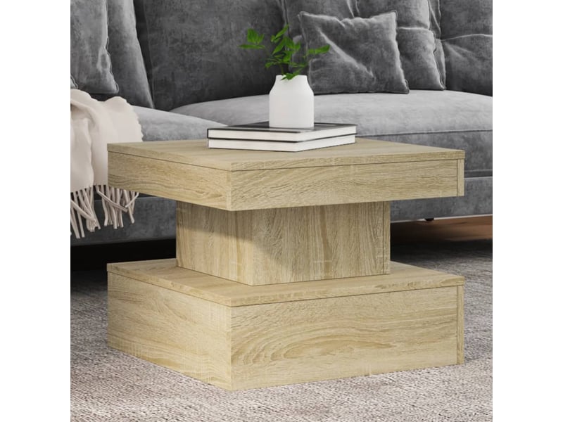 Table basse - table de salon - table à thé avec lumières led chêne sonoma 50x50x40 cm - Conforama B