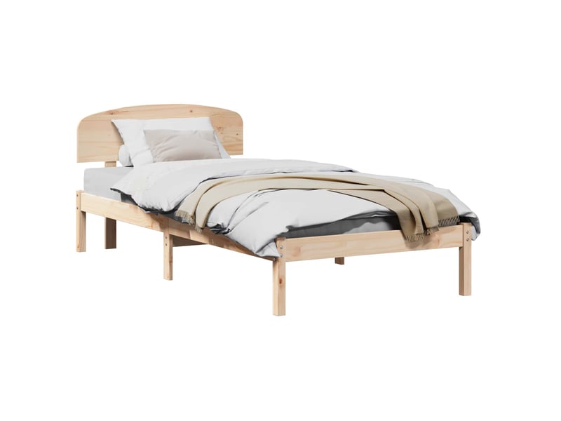  Lit simple- lit adulte -  cadre de lit avec tête de lit naturel 90 x 200 cm pin massif  - Conforama A