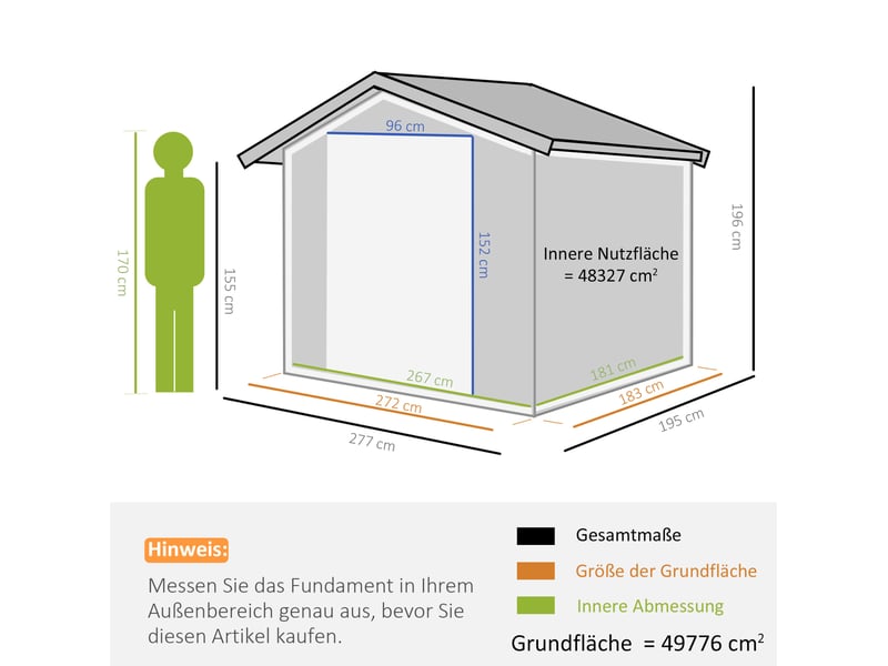 Abri de jardin métallique 277x195x192 cm – gris – 2 portes coulissantes pour outils et équipements - Conforama C