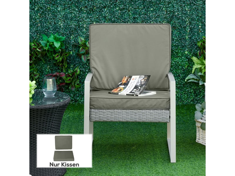  Ensemble de 2 coussins d'assise, 56 x 52 cm, housse en tissu avec fermeture éclair, épaisseur 7 cm, lavable, gris foncé  - Conforama D