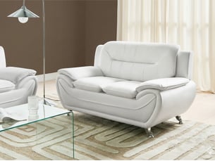 Canapé droit fixe <strong>BELIANI</strong> <strong></strong> 2 places 100% Cuir blanc avec coffre de rangement
