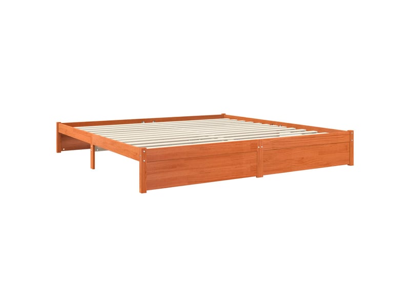 Lit double- lit adulte - cadre de lit marron 200 x 200 cm bois de pin massif - Conforama B