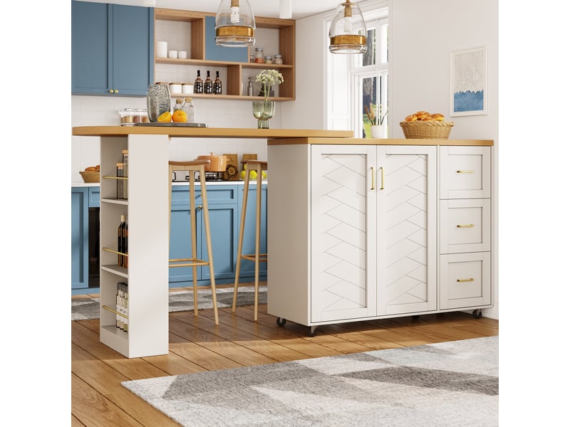  Desserte bar extensible 135x39x104 cm mdf blanche  - Conforama B