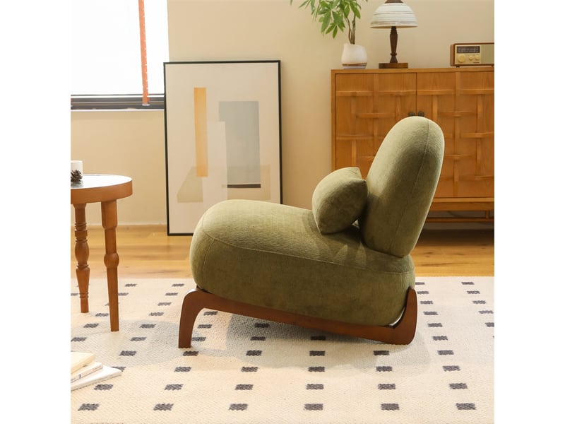  Fauteuil crapaud avec pieds en bois massif - 86.90x72.10x69.90cm - fauteuil d'appoint rembourré sans accoudoirs - vert  - Conforama C
