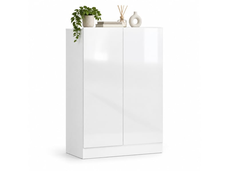 Meuble à chaussures 72 x 34,5 x 103 cm en panneaux de particules et mdf avec étagères réglables blanc chicfurn - Conforama A