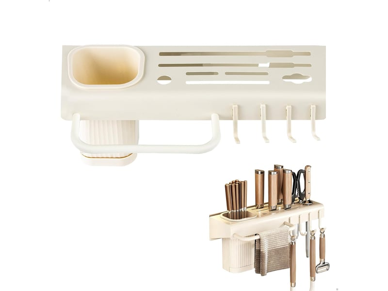  Porte couteau,range couteaux de cuisine multifonctionnel avec porte baguettes,porte chiffons et 4 crochets, support couteaux résistant à l'eau  - Conforama B