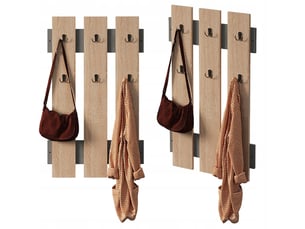 Porte-manteau mural en chêne sonoma avec poignées, style loft scandinave