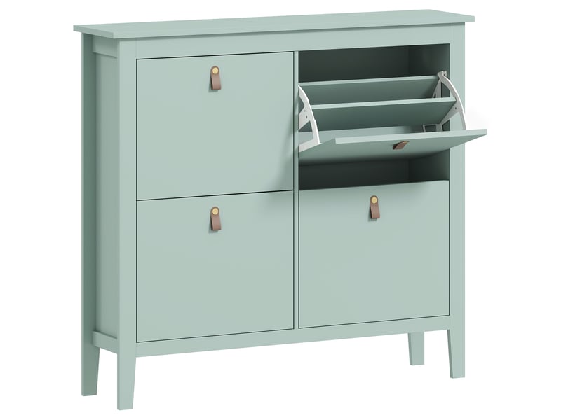 Meuble à chaussures 20 paires, étagères amovibles et réglables, armoire à chaussures avec 4 tiroirs rabattables, vert - Conforama B