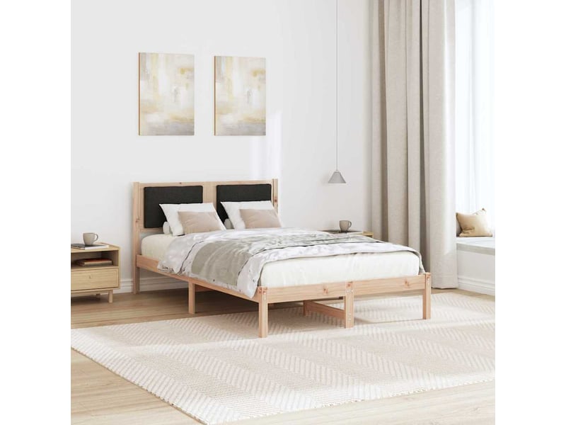  Lit double- lit adulte -  cadre de lit avec tête de lit noir 120 x 190 cm pin massif  - Conforama C