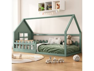 Lit cabane 90x200 cm <strong>MAISENTIEL</strong> <strong></strong> coloris vert