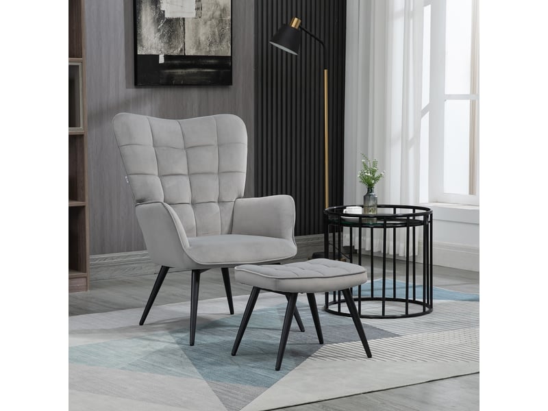  Fauteuil inclinable avec repose-pieds, fauteuil avec repose-pieds, ensemble 2 pièces, gris  - Conforama D