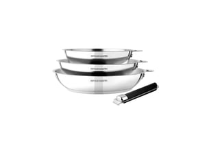 Poele inox avec manche amovible 20 24 28 cm lot de 3
