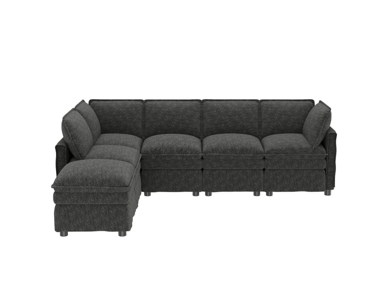 Canapé modulable 344x127x91 cm avec fonction couchage et pouf mobile, gris - Conforama A