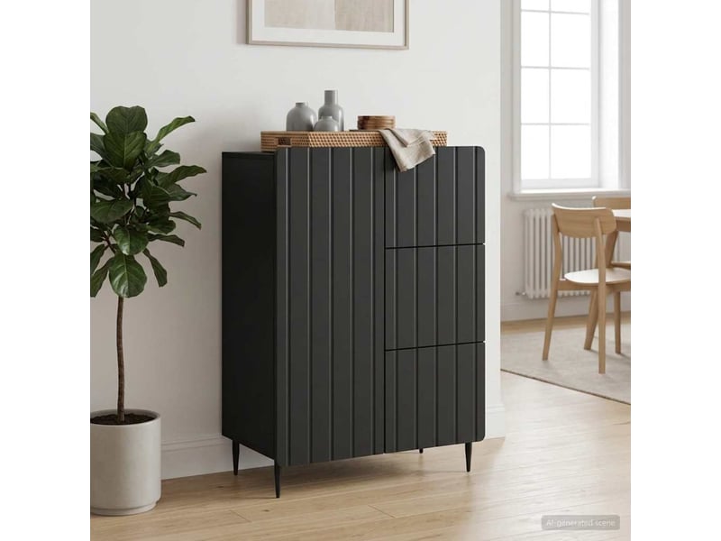  Buffet - bahut - meuble de rangement noir 66 x 34,5 x 91,5 cm bois d'ingénierie  - Conforama B