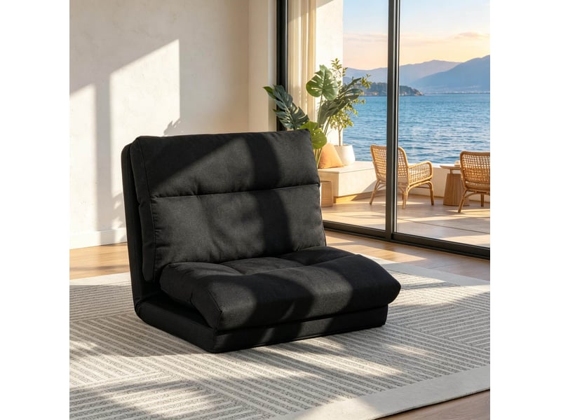  Fauteuil de sol convertible en couchage d’appoint, dossier réglable, en polyester  - Conforama C