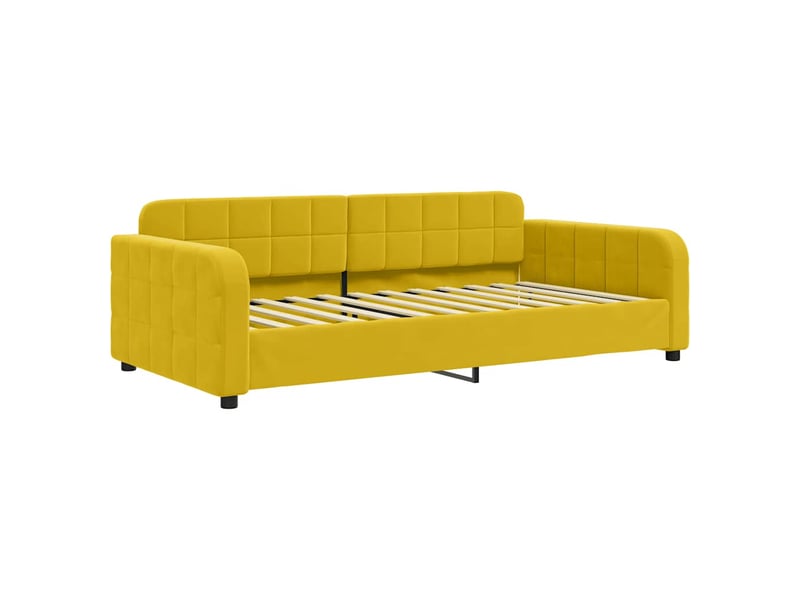  Lit adulte, lit simple, lit de jour avec matelas jaune 90x200cm velours cf18683  - Conforama C
