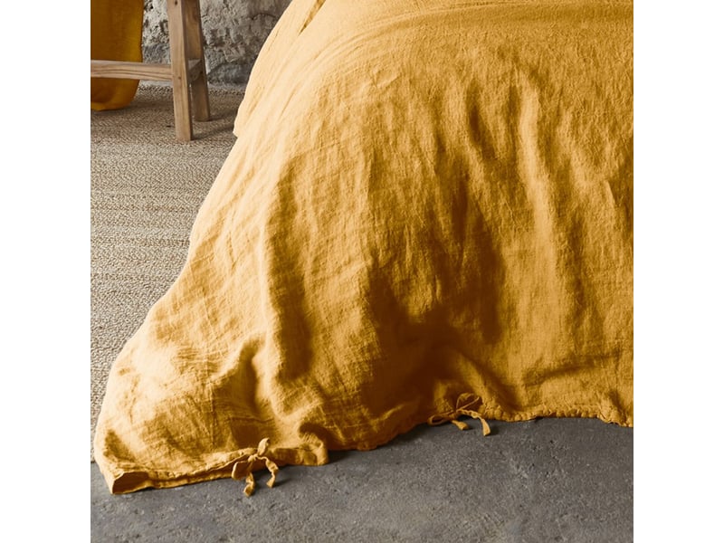  Housse de couette 140x200 cm lin rosalie miel PD24931 - Conforama C