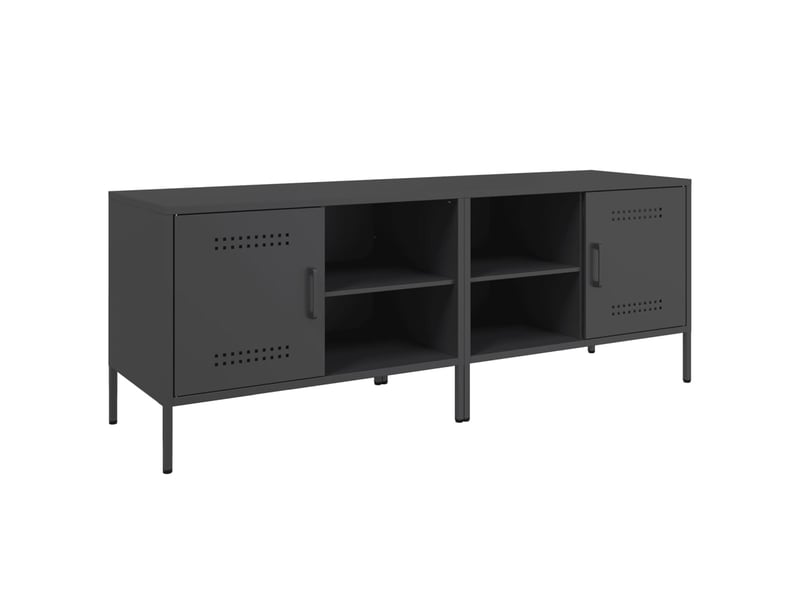  Lot de 2 meuble tv bas salon noir 68x39x50,5 cm acier shl35567  - Conforama A