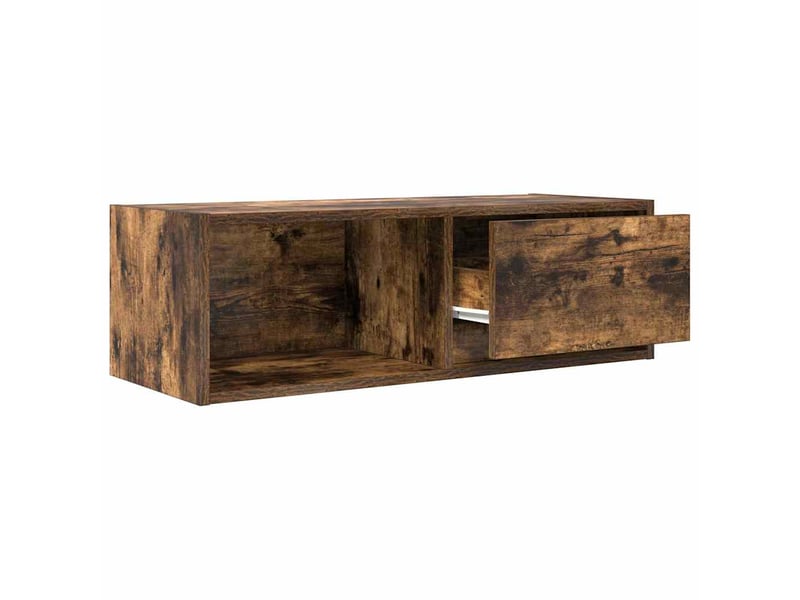  Lot de 2 meuble tv bas salon chêne fumé 80x31x25,5 cm bois d'ingénierie shl19800  - Conforama E