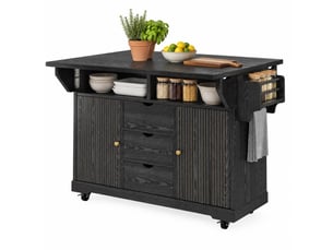 Desserte de cuisine,142,5x80x95 cm,3 tiroirs,panneau mdf,noir