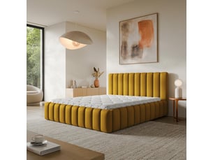 Lit coffre 180x200 cm <strong>MASSENO</strong> <strong></strong> coloris jaune