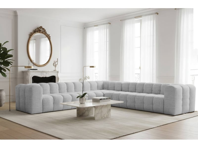  Canapé d'angle réversible miloe 8 places en tissu - gris clair MILOE - Conforama B