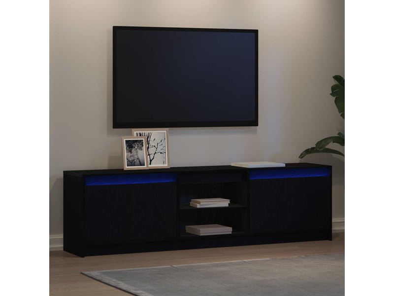 Meuble tv - unites tv 2 pcs noir bois d'ingénierie - Conforama E