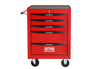 Chariot à outils - 5 tiroirs - acier - rouge et noir - 22.1 kg