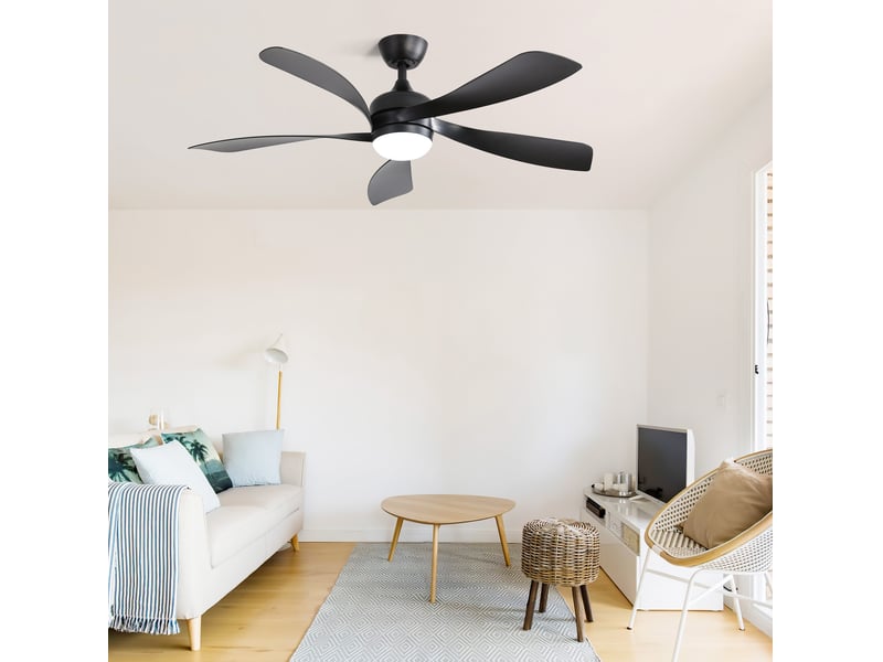 Brasseur d'air plafonnier led 132 cm – noir – 3 températures, 6 vitesses, télécommande - Conforama B