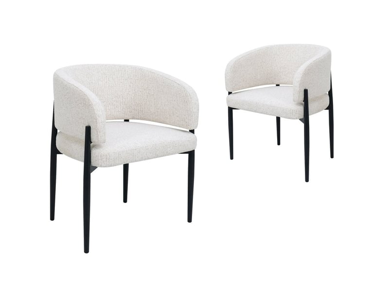  Lot de 2 chaises en velours tissé écru pieds en métal noir diana A4041-ECR-NOI - Conforama A