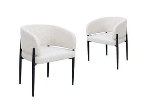 Lot de 2 chaises en velours tissé écru pieds en métal noir diana